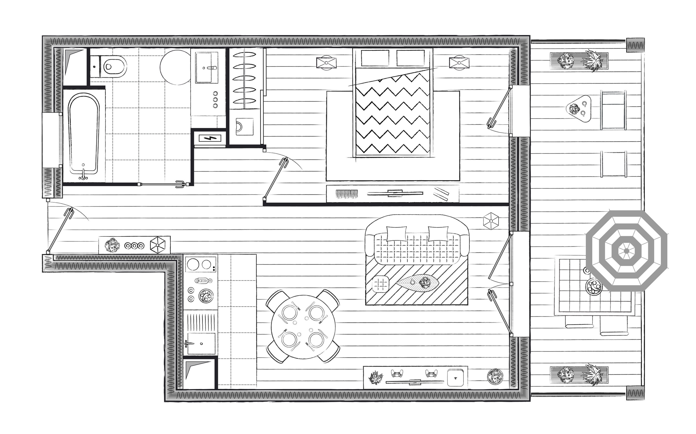 Plan d'un T2 d'Elisa Garden
